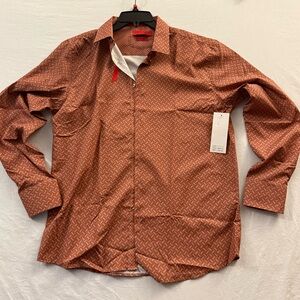 Men's Geometric Rust Button Down Shirt